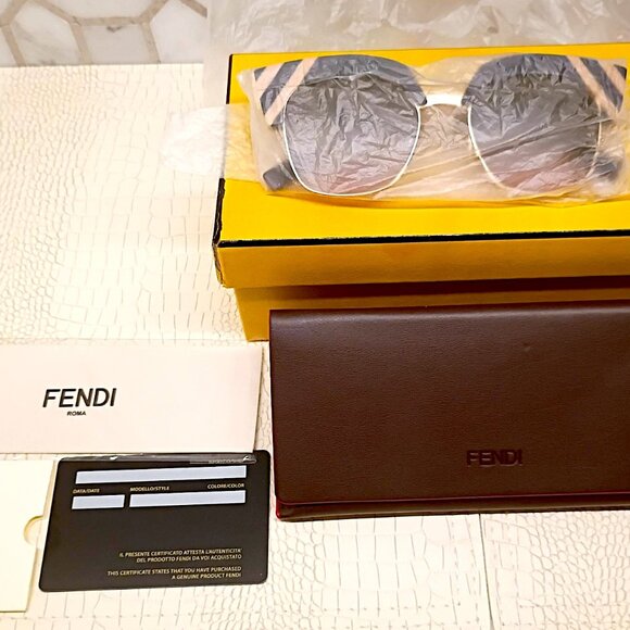 New FENDI Waves FF0241S Black Peach Stripe Pink Gradient Sunglasses Cat Eye - Picture 3 of 16